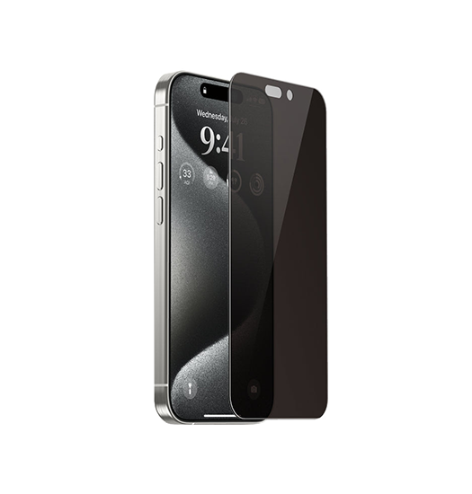 Se iPhone 15 Pro - NuGlas&trade; 9H Privacy Beskyttelsesglas (Hærdet glas) hos DeluxeCovers