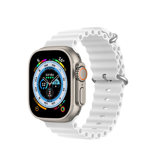 Se Apple Watch (42/44/SE/45mm & Ultra) - DUX DUCIS® Wave Silikone Rem - Hvid hos DeluxeCovers