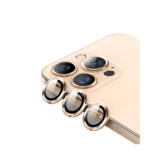 Se iPhone 14 Pro Max - Enkay&trade; Kameralinse Beskyttelseglas - Guld hos DeluxeCovers
