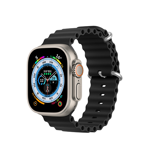 Se Apple Watch (42/44/SE/45mm & Ultra) - DUX DUCIS® Wave Silikone Rem - Sort hos DeluxeCovers