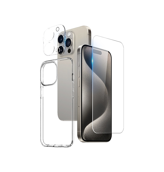 Billede af iPhone 15 Pro - 3-i-1 Beskyttelsesæt Cover & Beskyttelsesglas