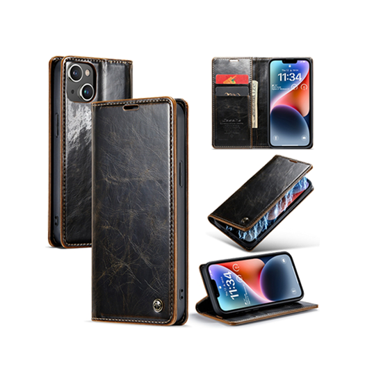 Billede af iPhone 15 Plus - CaseMe&trade; Classic Læder Etui/Pung - Coffee