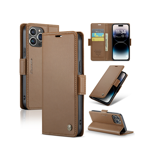 Billede af iPhone 14 Pro Max - CaseMe&trade; Neo Læder Cover / Pung - Brun