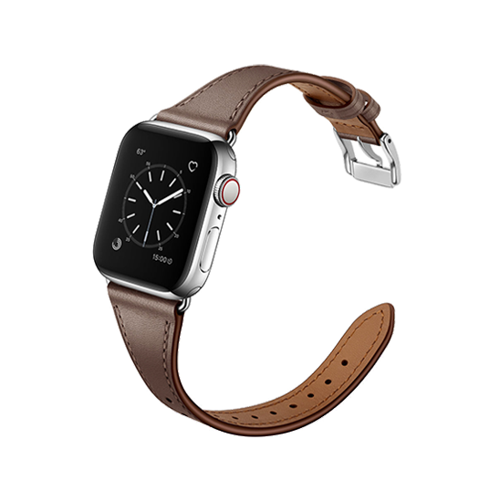 Se Apple Watch (38/40/SE/41mm) - L'Empiri&trade; Thin Ægte Læder Rem - Taupe hos DeluxeCovers