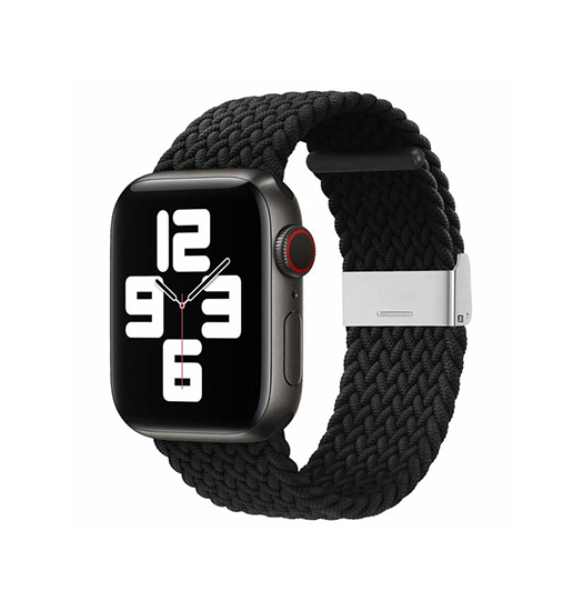 Se Apple Watch (38/40/SE/41mm) - Deluxe&trade; Flettet Nylon Rem - Sort hos DeluxeCovers