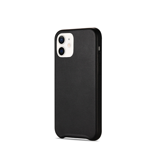 Se iPhone 12 Mini - DELUXE&trade; Grain Læder Bagside Cover - Sort hos DeluxeCovers