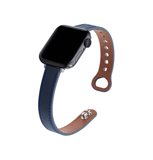 Billede af Apple Watch (38/40/SE/41mm) - ADENA&trade; Classic Læder Urrem - Blå