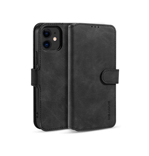 Billede af iPhone 12 - DG.MING&trade; Classical Læder Etui / Taske M. Pung - Sort