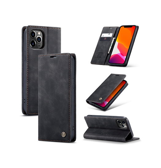 Billede af iPhone 13 Pro Max - CaseMe&trade; Noble Læder Etui / Pung - Sort