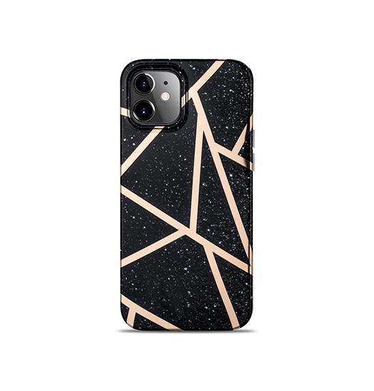 Se iPhone 12 - DELUXE&trade; Marble Silikone Cover - Black Stone hos DeluxeCovers