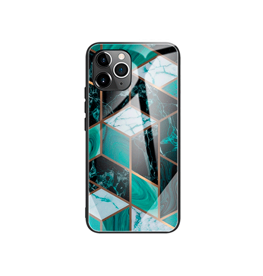 Se iPhone 11 Pro - DELUXE&trade; Marble Cover M. Glas Bagside - Emerald hos DeluxeCovers