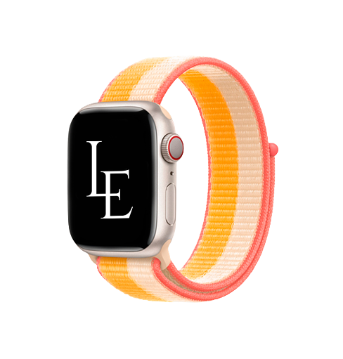 Billede af Apple Watch (42/44/SE/45mm & Ultra) - L'Empiri&trade; Sport+ Nylon Velcro Rem - Gul/Beige