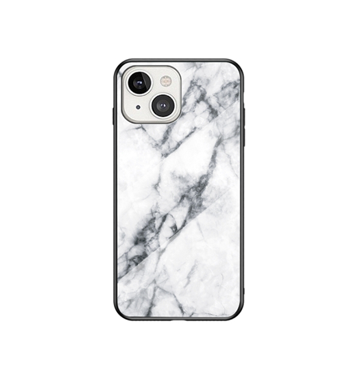 Se iPhone 13 Mini - DELUXE&trade; Marble Silikone Cover - Carrara hos DeluxeCovers