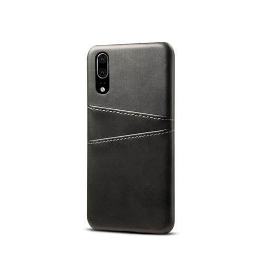 Se Huawei P20 - NX Design Læder Cover M. Kortholder - Sort hos DeluxeCovers