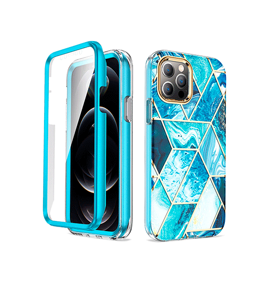 Billede af iPhone 11 Pro Max - UNIQ&trade; FULL 360° Marble Silikone Cover - Koboltblå