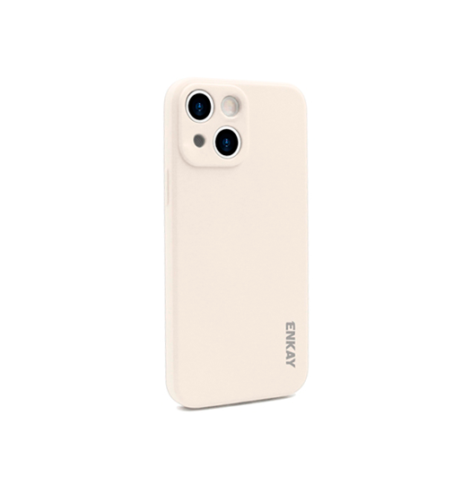 Se iPhone 13 Mini - ENKAY&trade; Smooth Silikone Cover - Beige hos DeluxeCovers