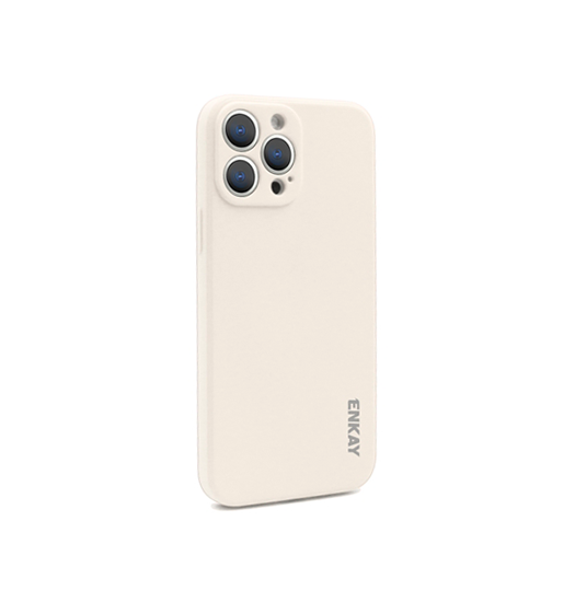 Se iPhone 13 Pro Max - ENKAY&trade; Smooth Silikone Cover - Beige hos DeluxeCovers