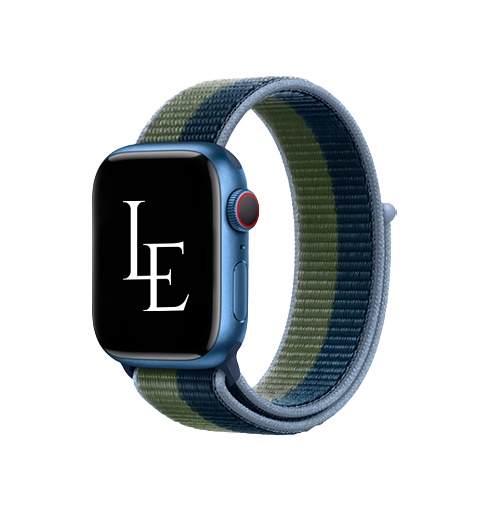 Se Apple Watch (38/40/SE/41mm) - L'Empiri&trade; Sport+ Nylon Velcro Rem - Navy/Grøn hos DeluxeCovers