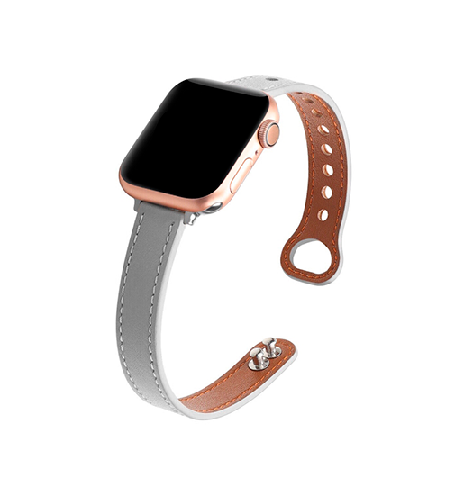 Se Apple Watch (42/44/SE/45mm & Ultra) - ADENA&trade; Classic Læder Urrem - Grå hos DeluxeCovers