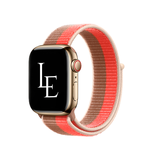 Se Apple Watch (38/40/SE/41mm) - L'Empiri&trade; Sport+ Nylon Velcro Rem - Brun/Rød hos DeluxeCovers