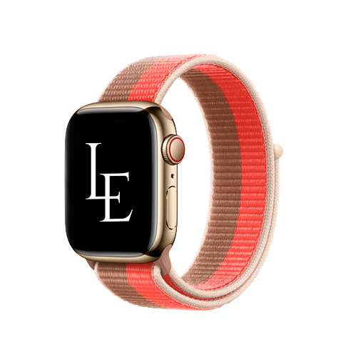 Se Apple Watch (42/44/SE/45mm & Ultra) - L'Empiri&trade; Sport+ Nylon Velcro Rem - Brun/Rød hos DeluxeCovers