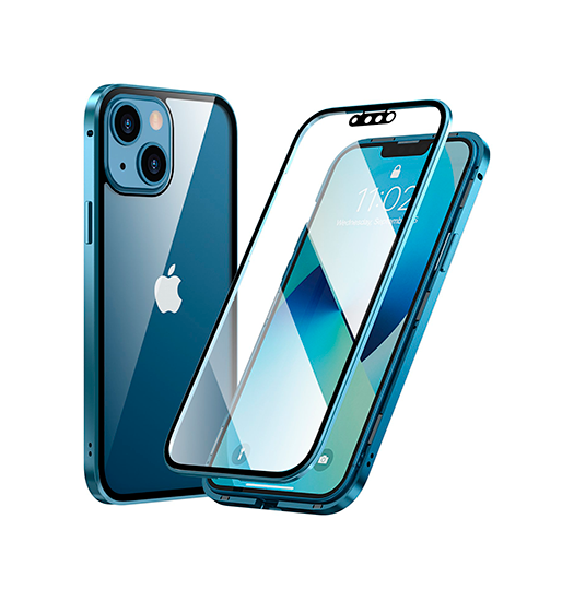 Se iPhone 13 Mini - MagGuard&trade; 360 Magnetisk Cover M. Hærdet glas - Sierra Blue hos DeluxeCovers