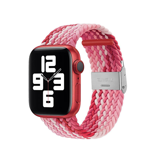 Billede af Apple Watch (42/44/SE/45mm & Ultra) - Deluxe&trade; Woven Flettet Loop Rem - Rød