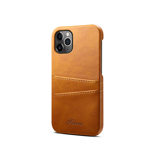 Billede af iPhone 12 Pro - NX Design Læder Cover M. Kortholder - Lysebrun