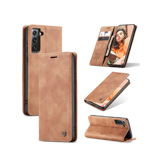 Se Samsung S21 Ultra - CaseMe&trade; Noble Læder Etui / Pung - Brun hos DeluxeCovers