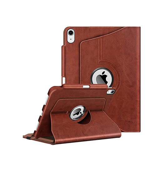 Se iPad 10.9" 2022 (10th gen) - Retro Diary&trade; Vintage 360° Onefold Læder Cover - Brun hos DeluxeCovers