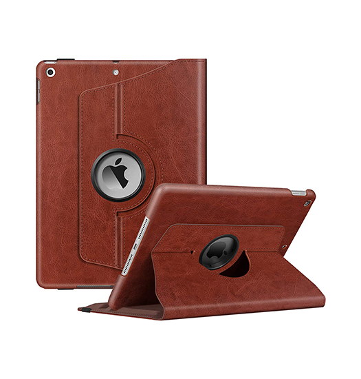 Se iPad 6 - 9.7" - Retro Diary&trade; Vintage 360° Onefold Læder Cover - Brun hos DeluxeCovers