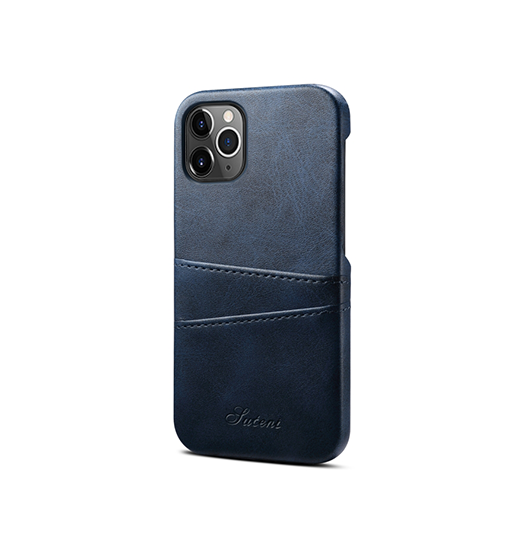 Billede af iPhone 12 Pro Max - NX Design Læder Cover M. Kortholder - Blå