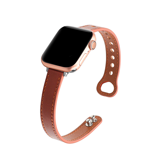 Billede af Apple Watch (42/44/SE/45mm & Ultra) - ADENA&trade; Classic Læder Urrem - Brun