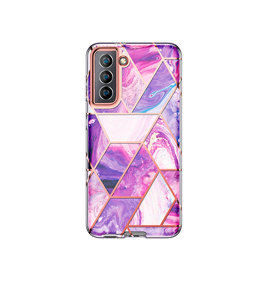 Se Samsung S21+(Plus) - UNIQ&trade; Marble Silikone Cover - LIlla hos DeluxeCovers