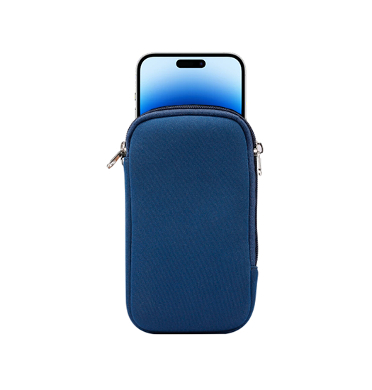 Billede af iPhone 14 Pro - Simple Nylon Sleeve Etui M. Lynlås - Navy / Blå