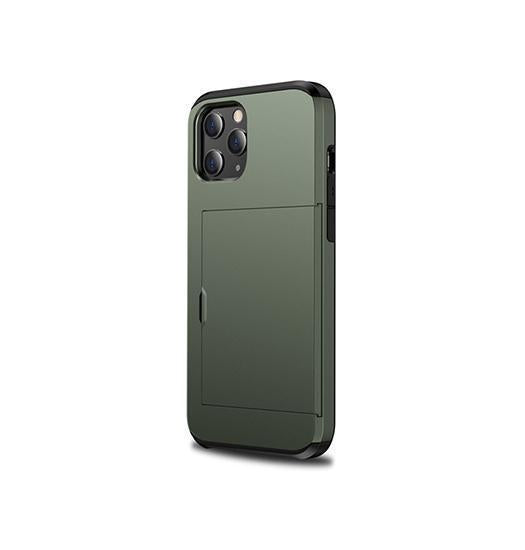 Se iPhone 11 Pro Max - Deluxe&trade; Håndværker Cover M. Kortholder - Army hos DeluxeCovers