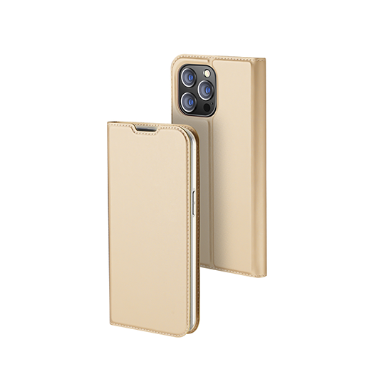 Se iPhone 14 Pro - Vanquish Pro Series Flipcover Etui - Guld hos DeluxeCovers