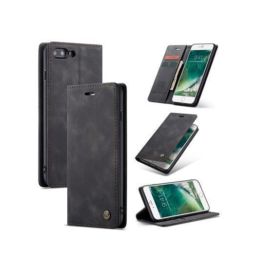 Se iPhone 7/8 Plus - CaseMe&trade; Noble Læder Etui / Pung - Sort hos DeluxeCovers