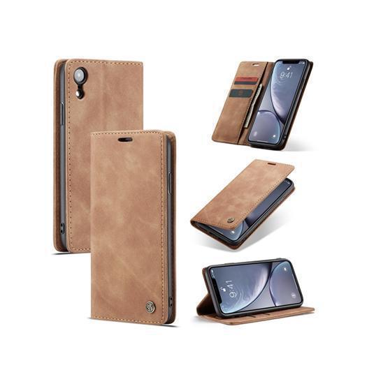 Se iPhone XR - CaseMe&trade; Noble Læder Etui / Pung - Brun hos DeluxeCovers