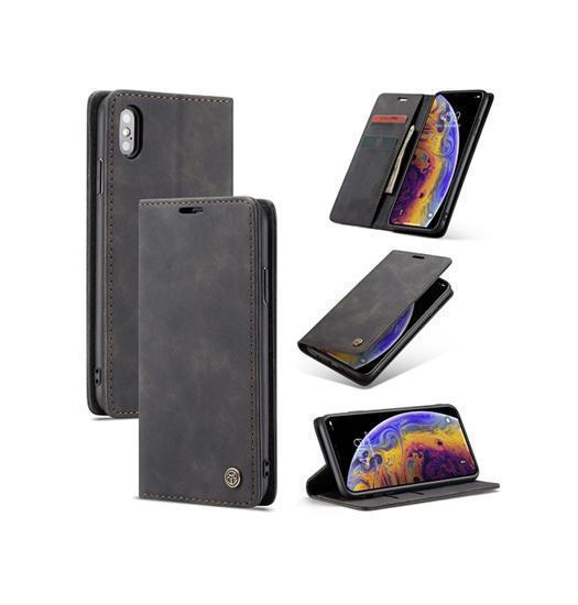 Billede af iPhone X/Xs - CaseMe&trade; Noble Læder Etui / Pung - Sort