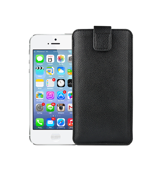 Se iPhone 5/5s/SE - Verona Læder Sleeve M. Lukning - Black Onyx hos DeluxeCovers