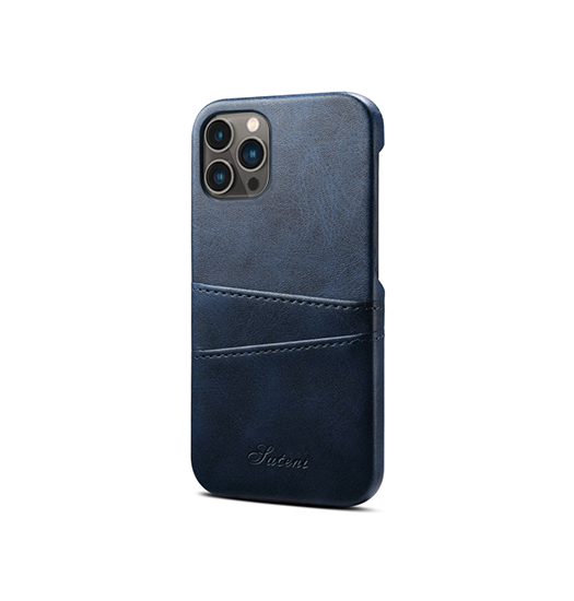 Se iPhone 14 Pro - NX Design Læder Cover M. Kortholder - Navy hos DeluxeCovers