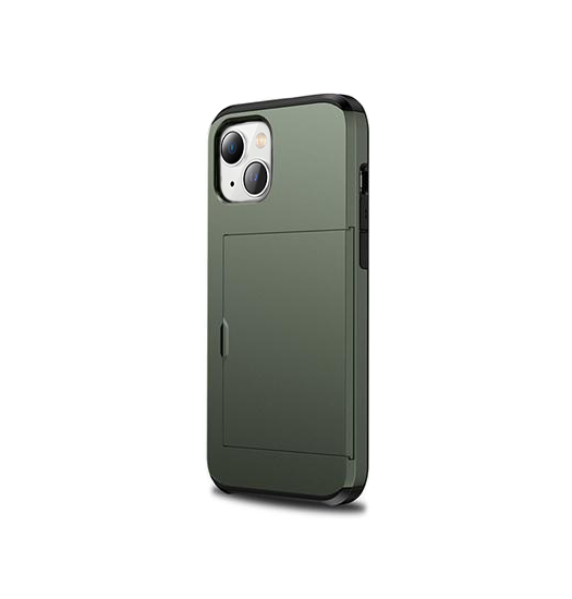 Se iPhone 13 - Deluxe&trade; Håndværker Cover M. Kortholder - Army hos DeluxeCovers