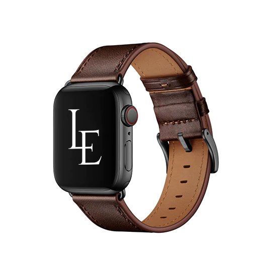 Se Apple Watch (42/44/SE/45mm & Ultra) - L'Empiri&trade; Verona Ægte Læder Rem - Mørkebrun hos DeluxeCovers