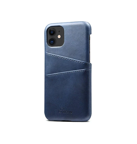 Se iPhone 11 - NX Design Læder Cover M. Kortholder - Blå hos DeluxeCovers