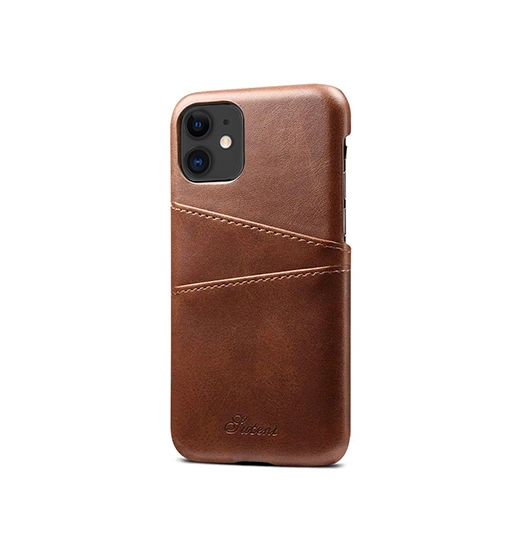 Se iPhone 11 - NX Design Læder Cover M. Kortholder - Brun hos DeluxeCovers