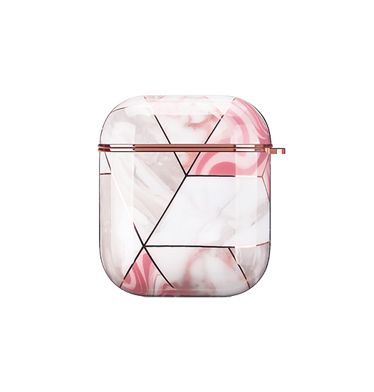 Se AirPods 1/2 | UNIQ&trade; Marmor Beskyttelse Cover - Rose Pearl hos DeluxeCovers