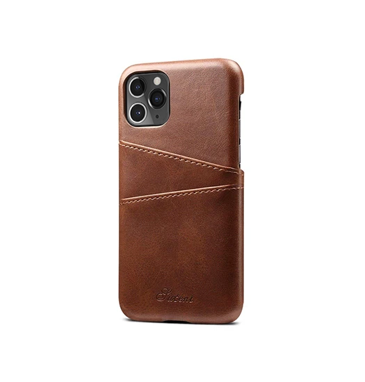 Billede af iPhone 11 Pro Max - NX Design Læder Cover M. Kortholder - Brun