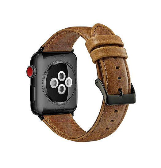 Se Apple Watch (42/44/SE/45mm & Ultra) - ICECASE&trade; Retro Ægte Læder Urrem - Lysebrun hos DeluxeCovers