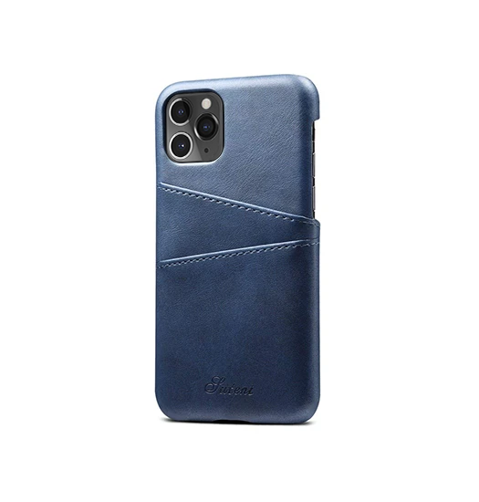 Se iPhone 11 Pro Max - NX Design Læder Cover M. Kortholder - Blå hos DeluxeCovers